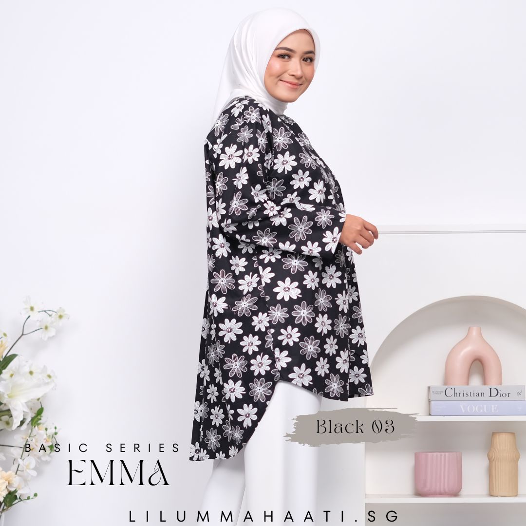 Emma Pocket Shirt (Monochrome Floral)