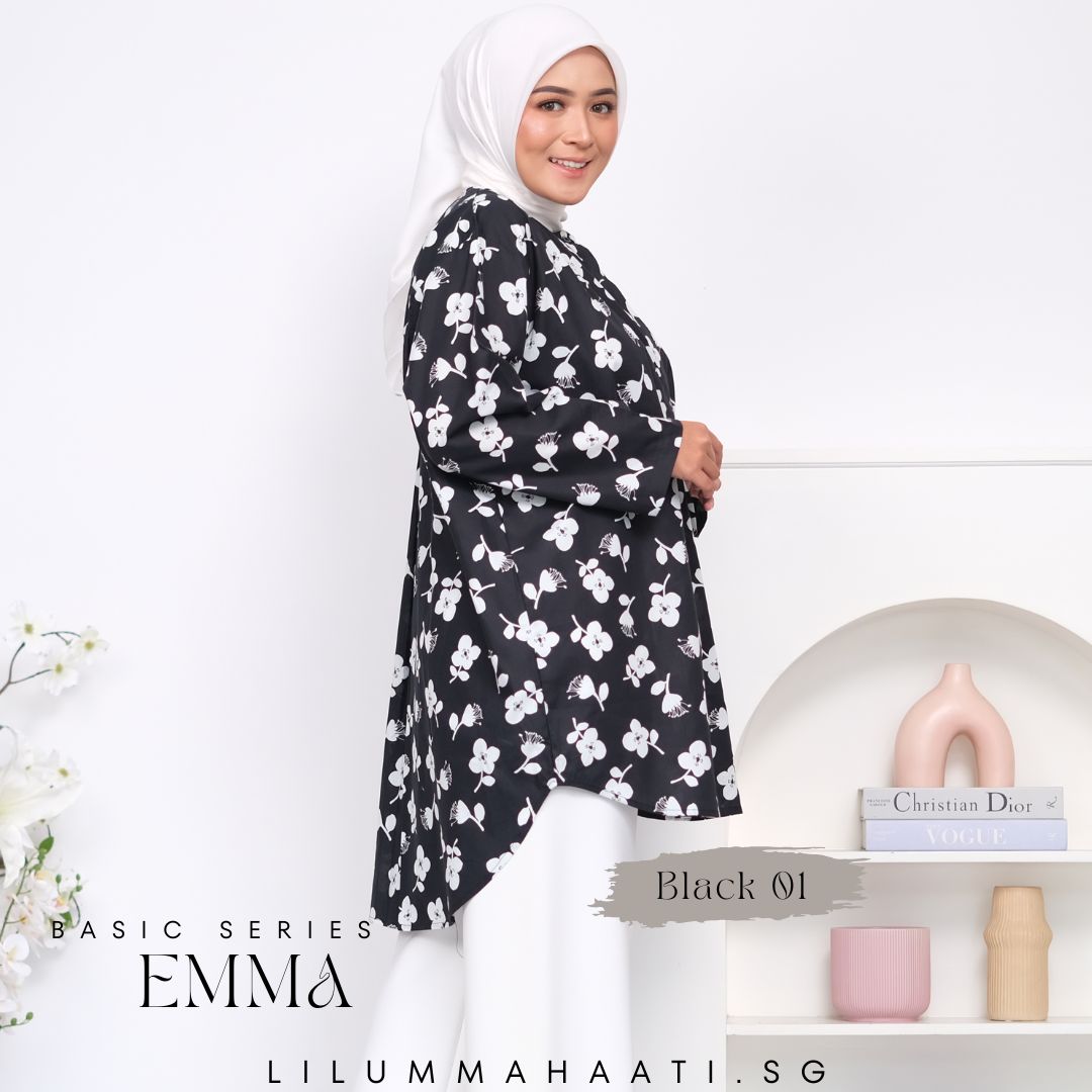 Emma Pocket Shirt (Monochrome Floral)