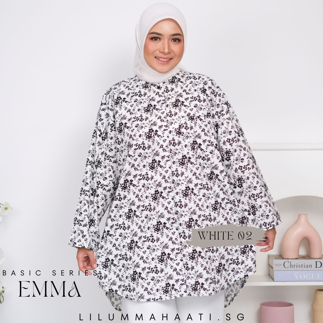 Emma Pocket Shirt (Monochrome Floral)