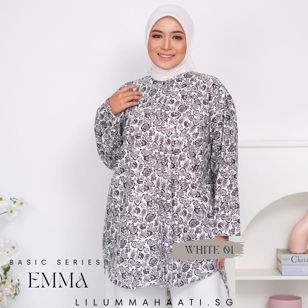 Emma Pocket Shirt (Monochrome Floral)