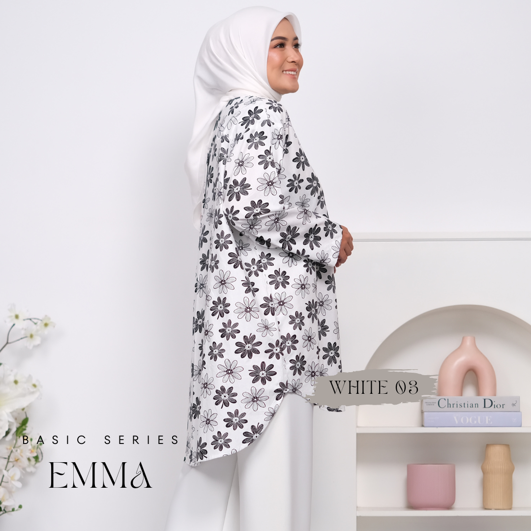 Emma Pocket Shirt (Monochrome Floral)